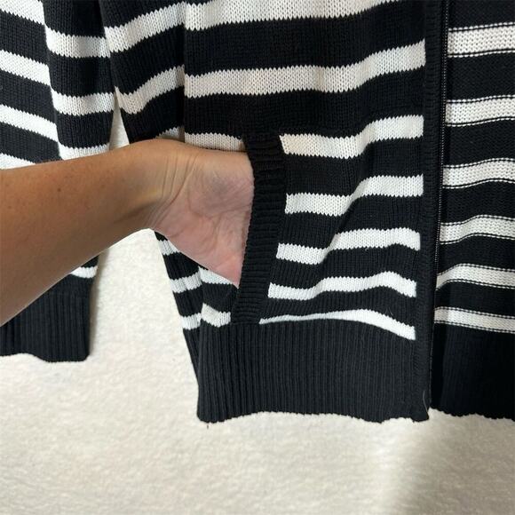 Just My Size Women's 1X Black Striped Hooded Cardigan Long Sleeve - Picture 8 of 11